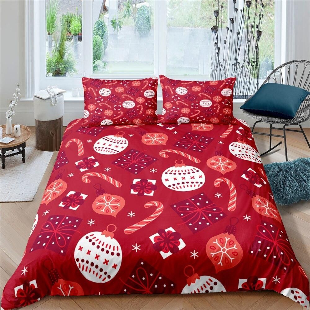 Xmas Decorations Red Duvet Cover Bedding Set
