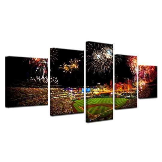 yankee stadium fireworks abstract 5 panel canvas art wall decor 1550