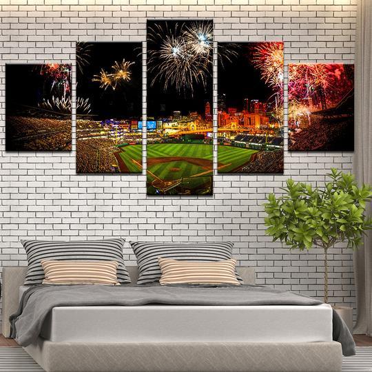 yankee stadium fireworks abstract 5 panel canvas art wall decor 4000