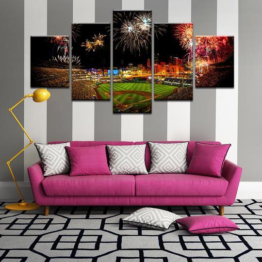 yankee stadium fireworks abstract 5 panel canvas art wall decor 5979