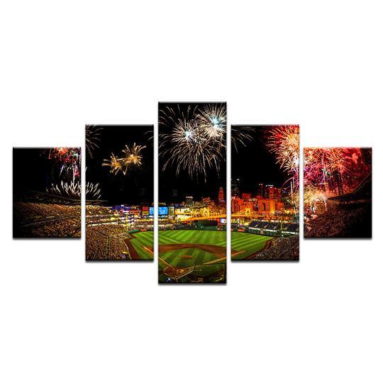 yankee stadium fireworks abstract 5 panel canvas art wall decor 6492