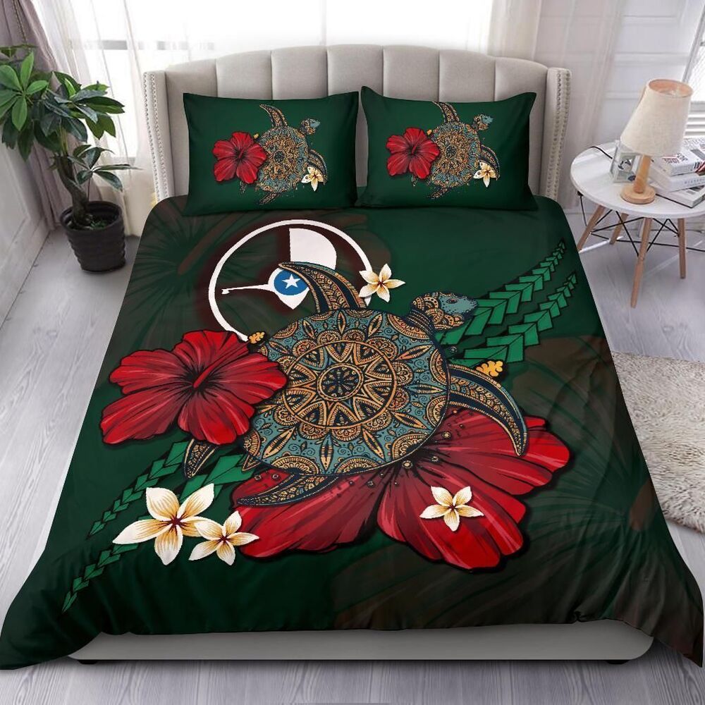 Yap Textured Turtle Tribal Bedding Set Bedroom Decor Green