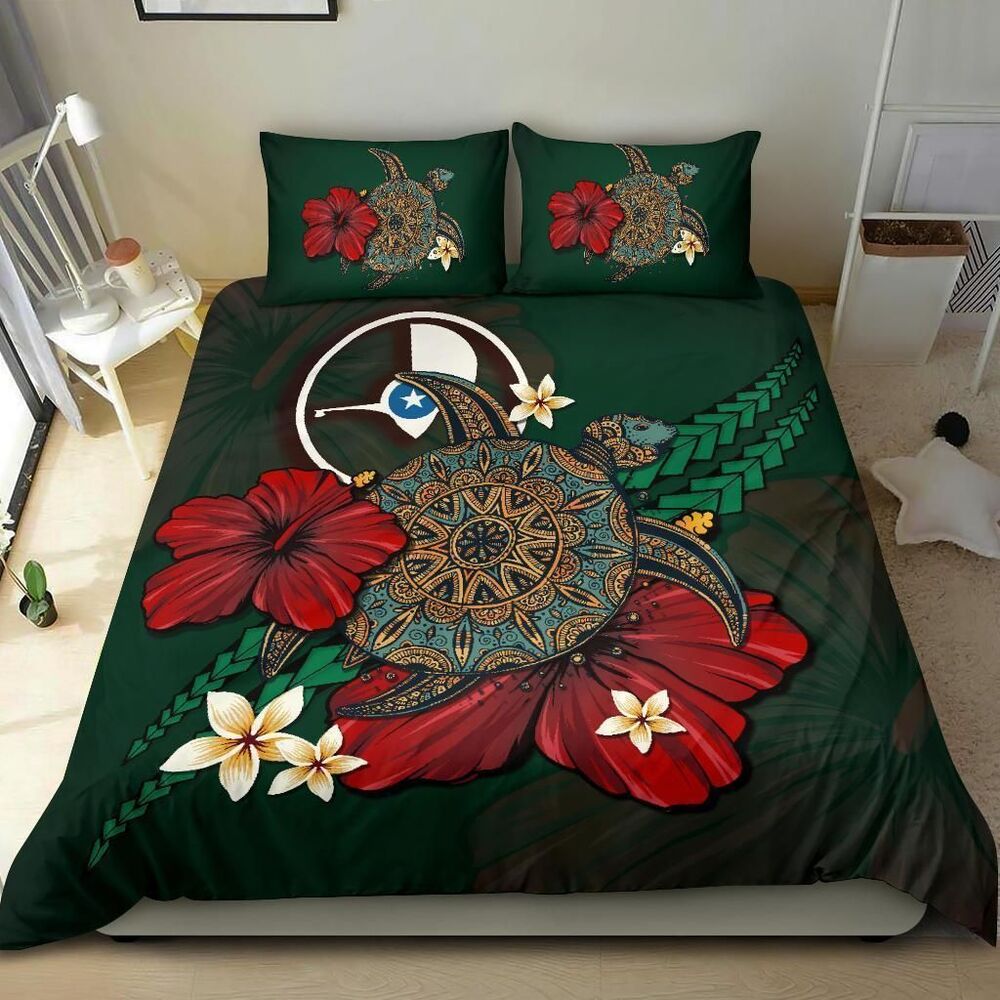 Yap Textured Turtle Tribal Bedding Set Bedroom Decor Green