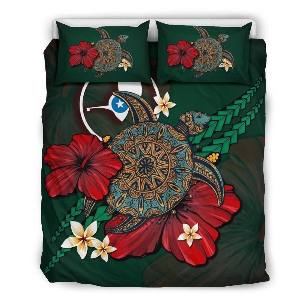 Yap Textured Turtle Tribal Green Bedding Set Bedroom Decor