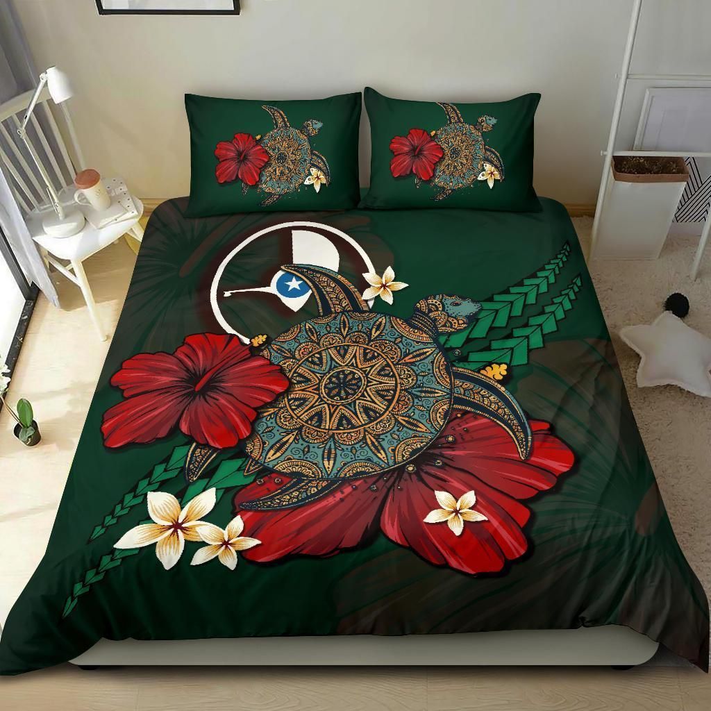 Yap Textured Turtle Tribal Green Bedding Set Bedroom Decor