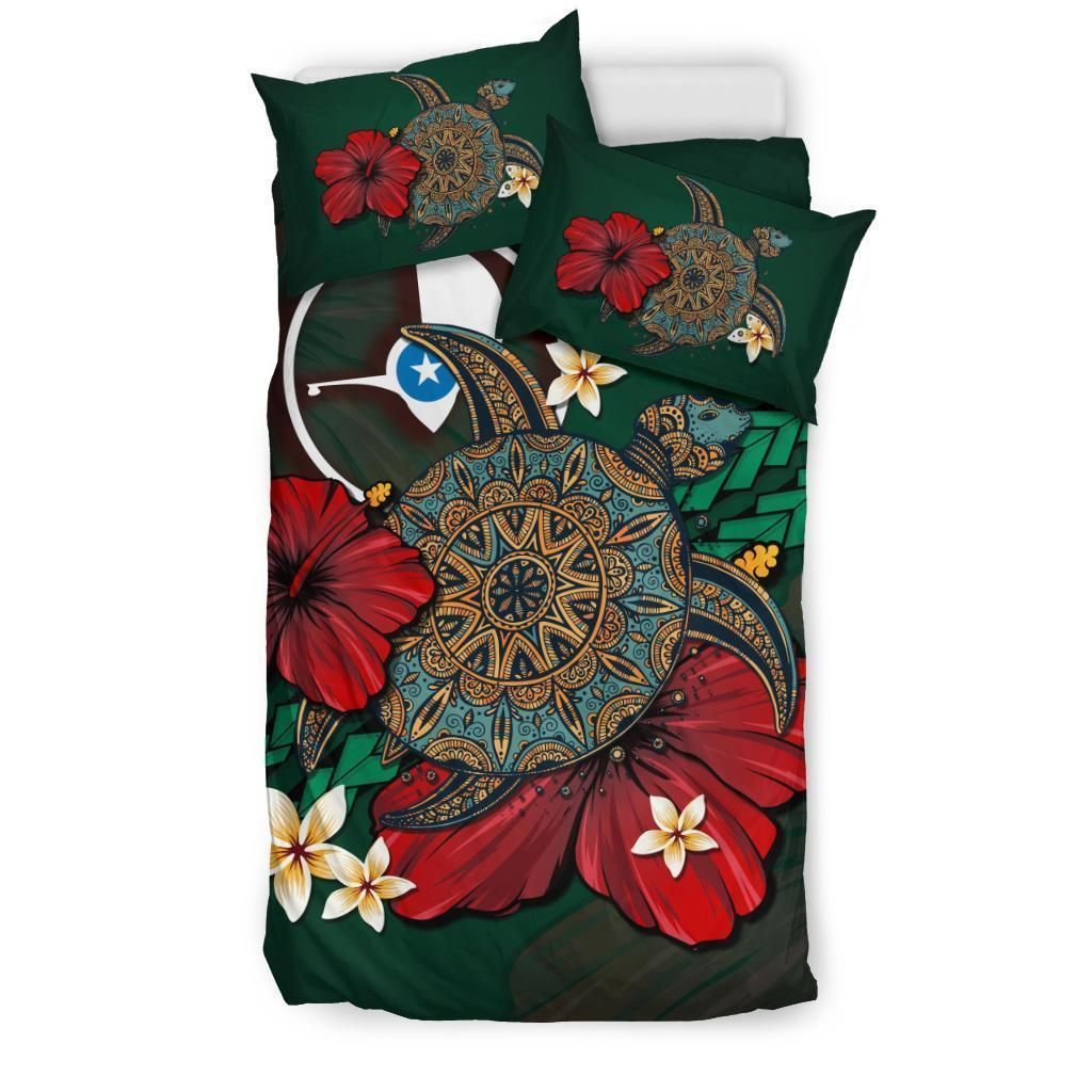 Yap Textured Turtle Tribal Green Bedding Set Bedroom Decor