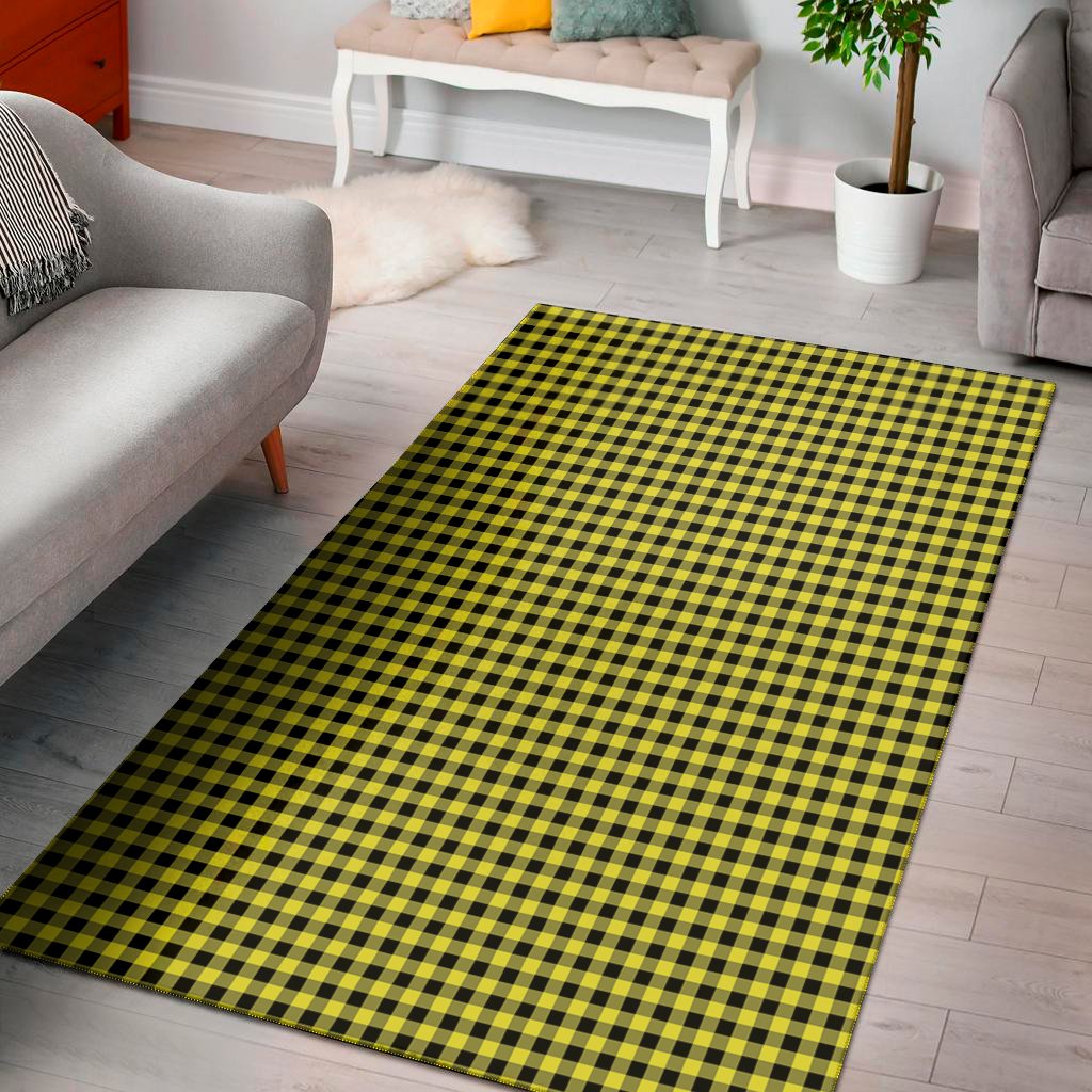 Yellow And Black Check Pattern Print Area Rug Floor Decor yellow and black check pattern print area rug floor decor 4028