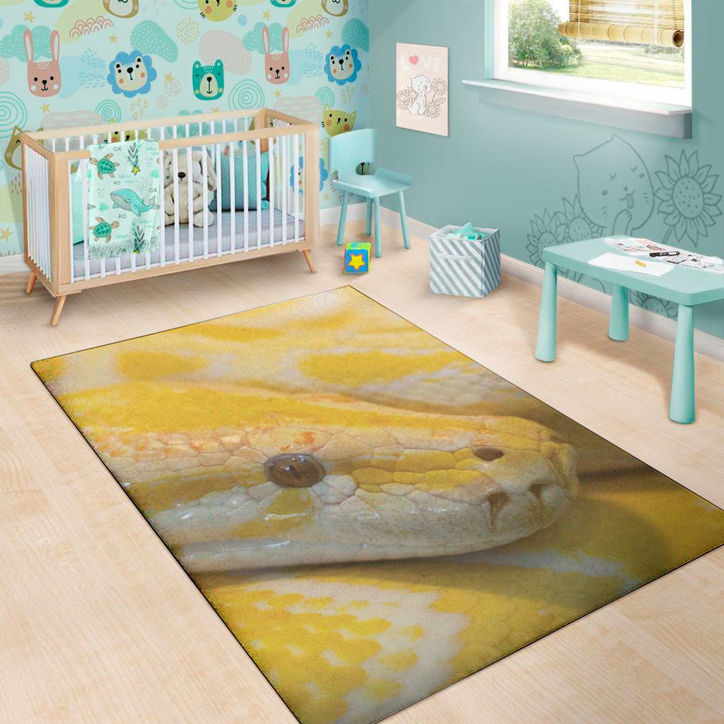 yellow and white python snake print area rug floor decor 3075