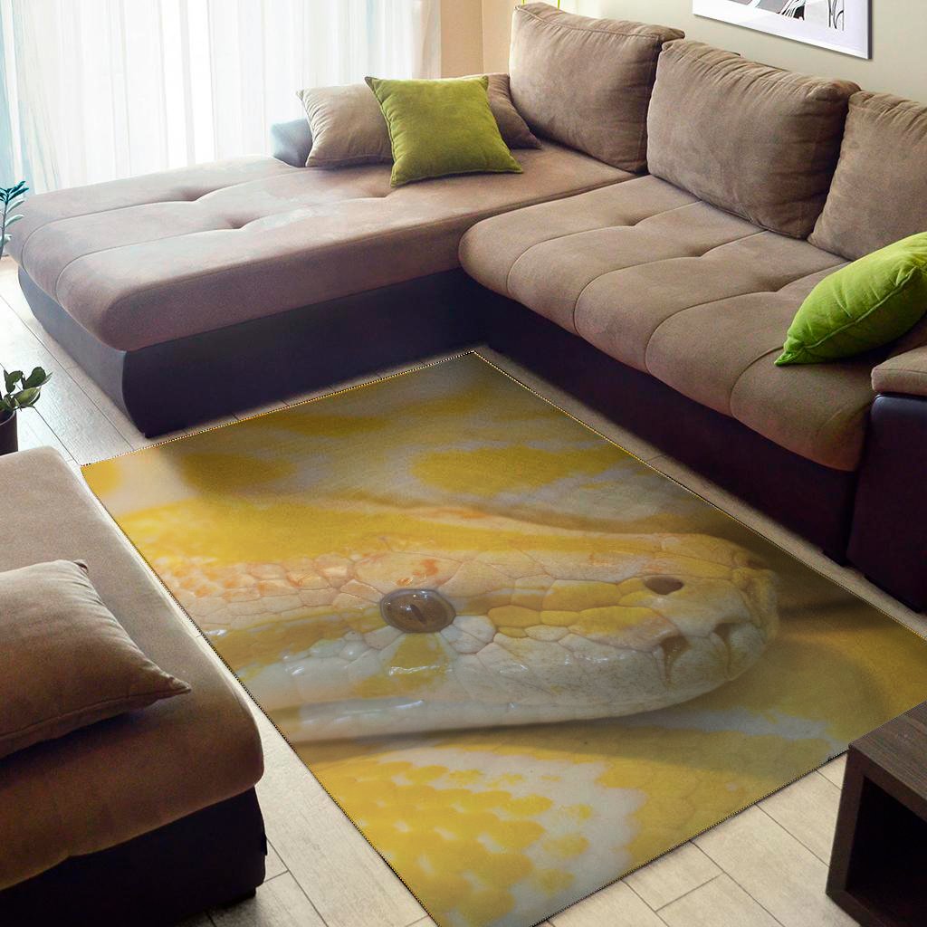 yellow and white python snake print area rug floor decor 5789
