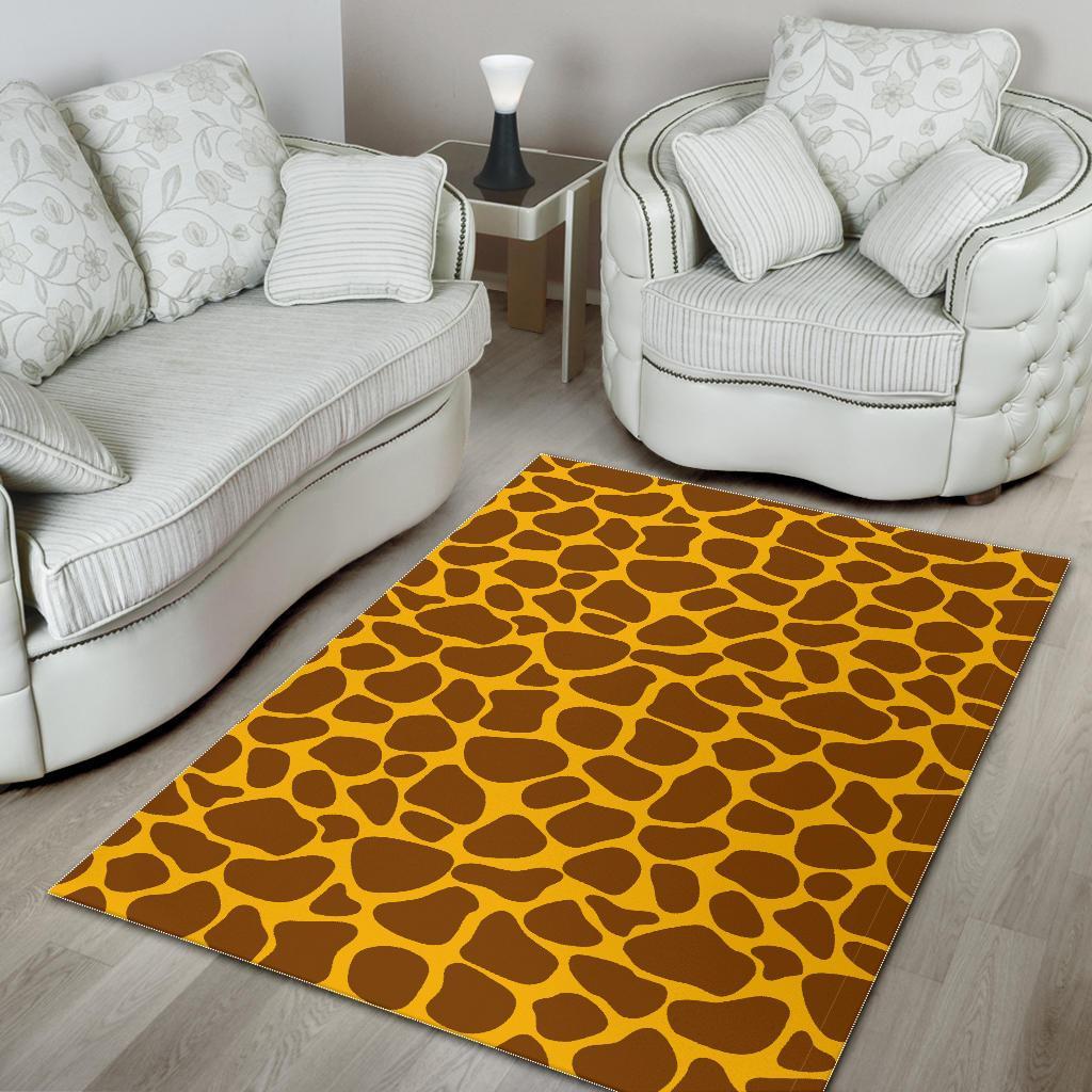 yellow brown giraffe pattern print area rug floor decor 8582