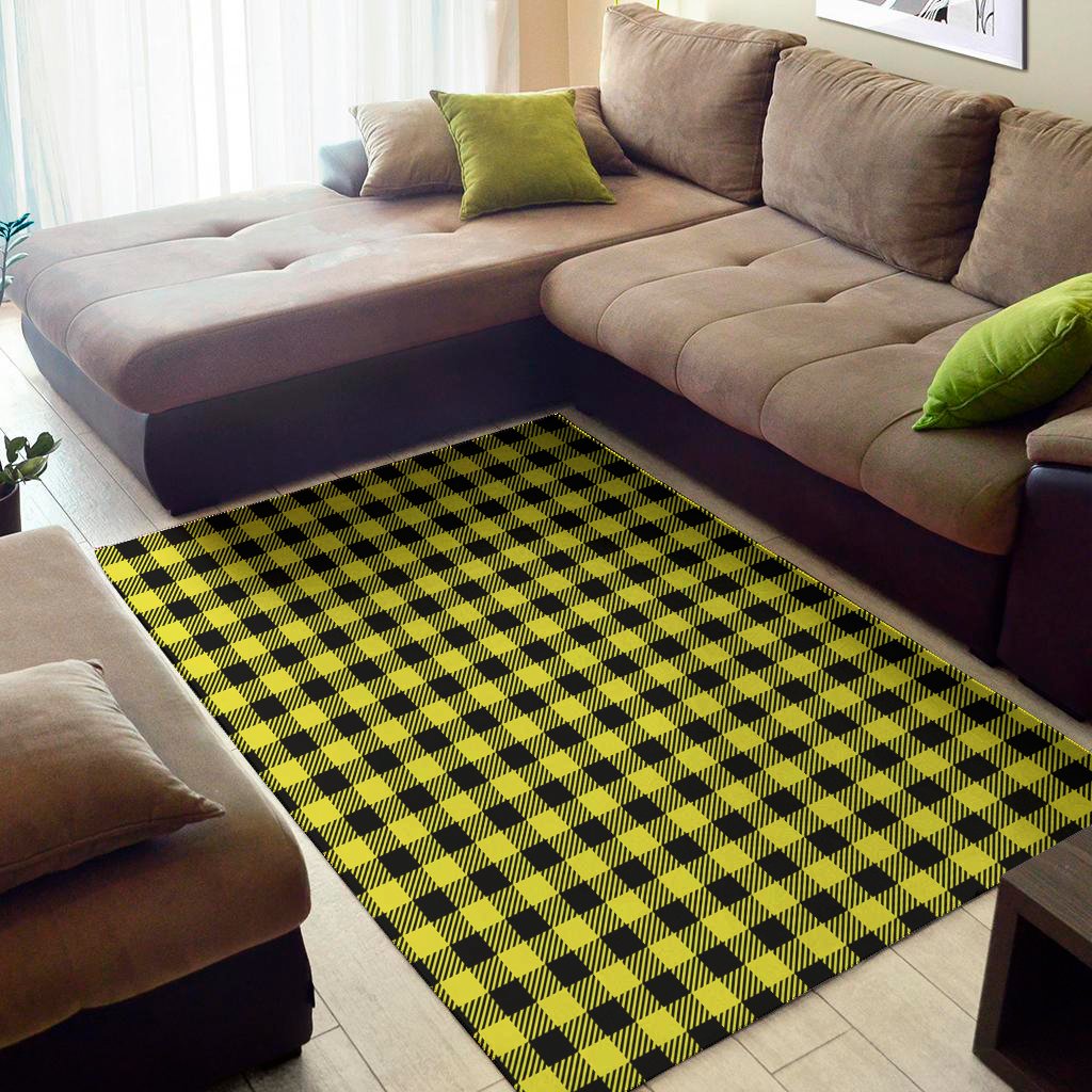 Yellow Buffalo Plaid Print Area Rug Floor Decor Teehall Live Creatively