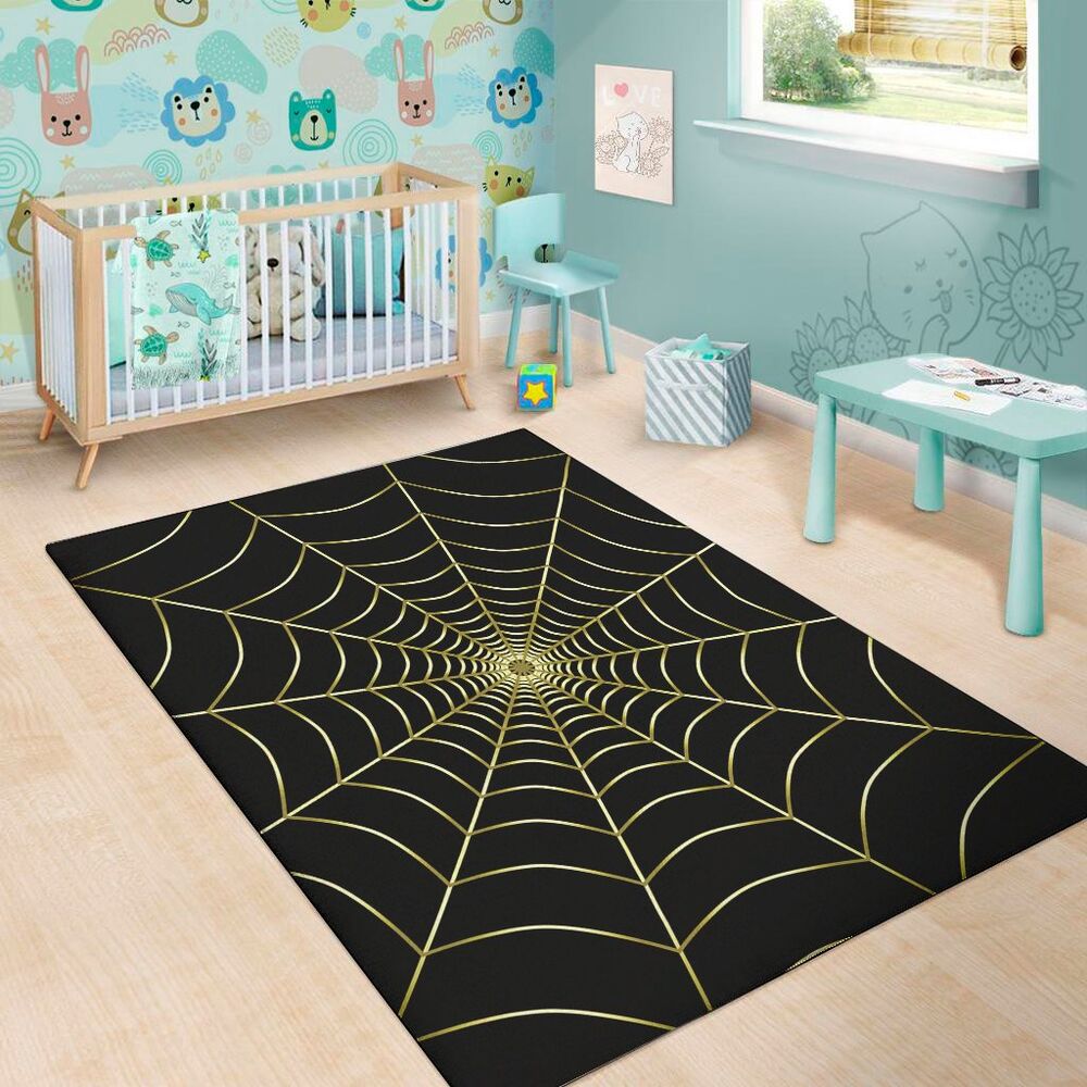 yellow cobweb print area rug floor decor 2810