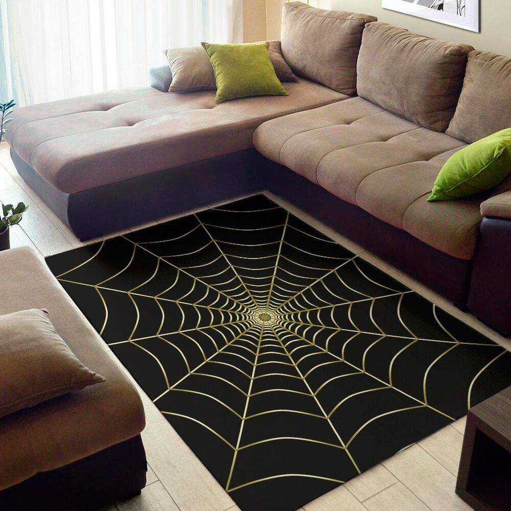 yellow cobweb print area rug floor decor 3654