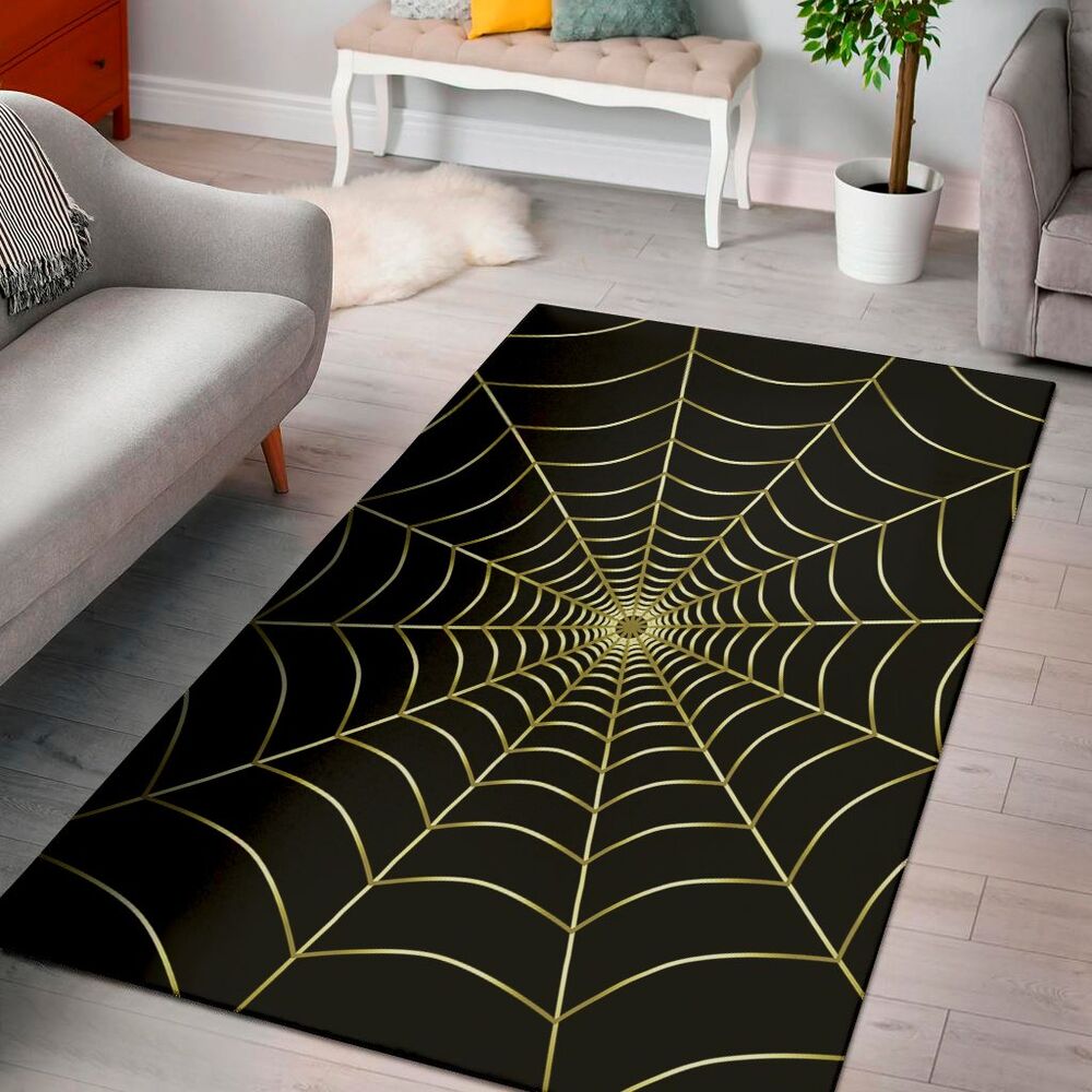 yellow cobweb print area rug floor decor 5633
