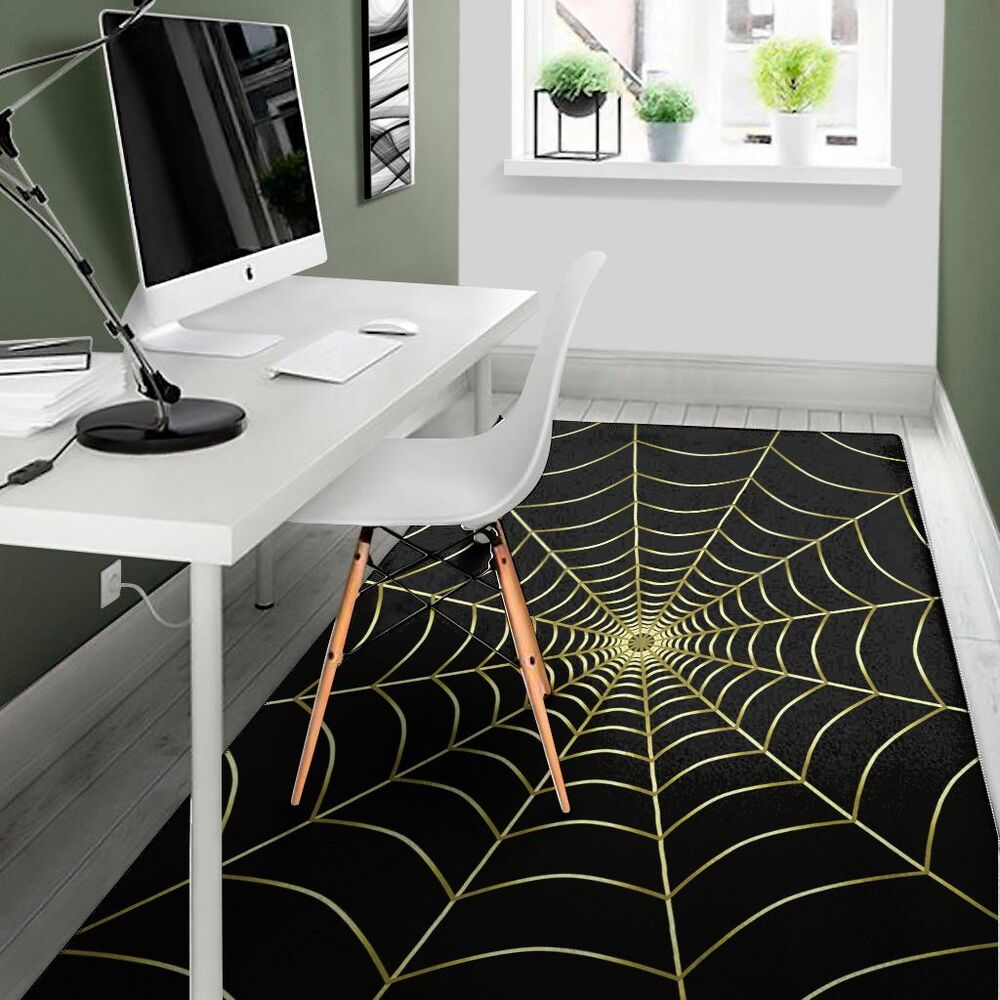 yellow cobweb print area rug floor decor 8271