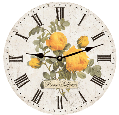 yellow rose rosa sufferea wall clock decoration gift 6080