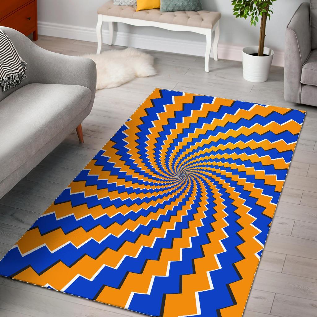Yellow Spiral Moving Optical Illusion Area Rug Floor Decor Teehall