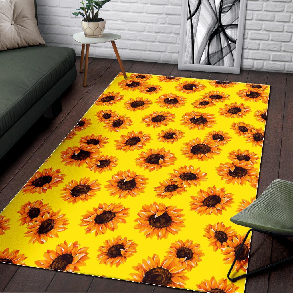 yellow sunflower pattern print area rug floor decor 3087
