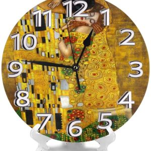 yellow vintage gustav klimt kiss wall clock 3454