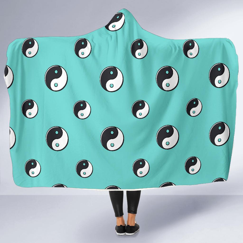 Yin Yang Blue Pattern Print Hooded Blanket Cloak Blanket yin yang blue pattern print hooded blanket cloak blanket 1592