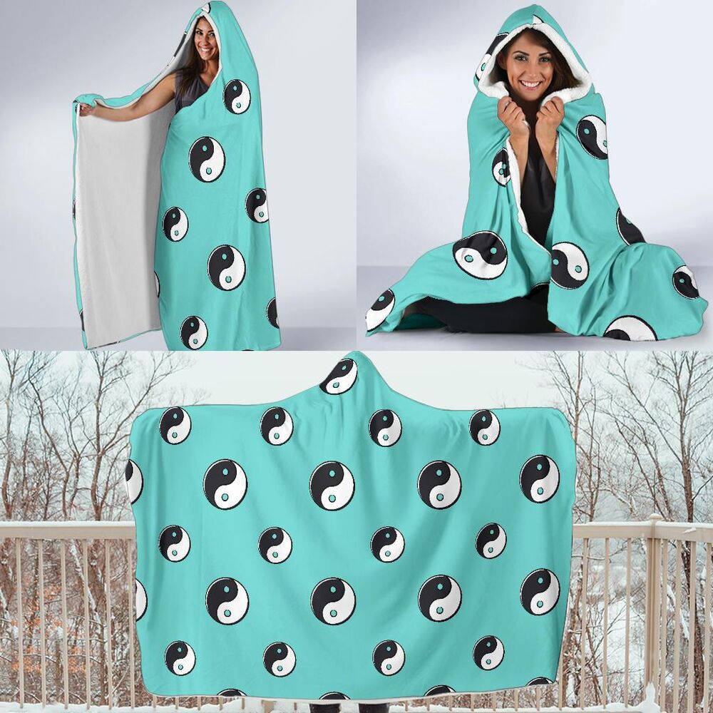 Yin Yang Blue Pattern Print Hooded Blanket Cloak Blanket yin yang blue pattern print hooded blanket cloak blanket 2203