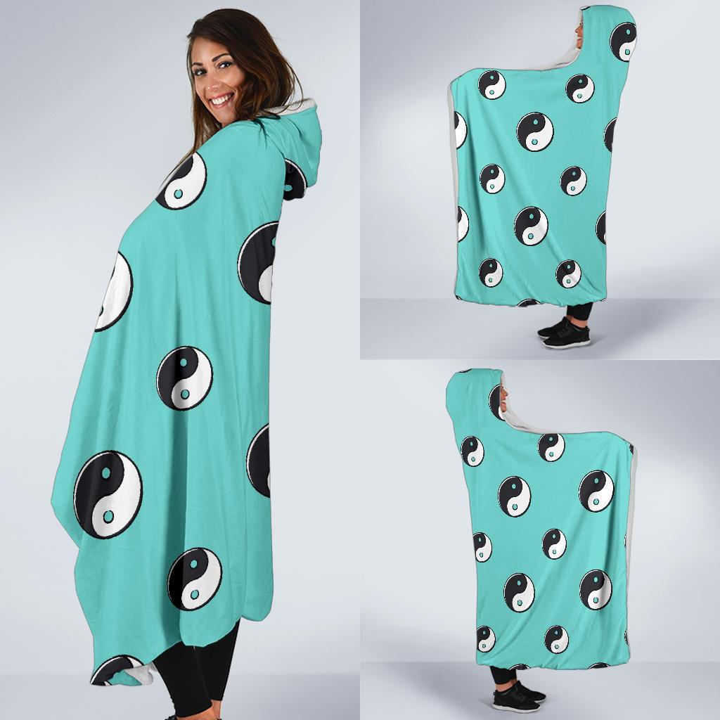 Yin Yang Blue Pattern Print Hooded Blanket Cloak Blanket yin yang blue pattern print hooded blanket cloak blanket 3710