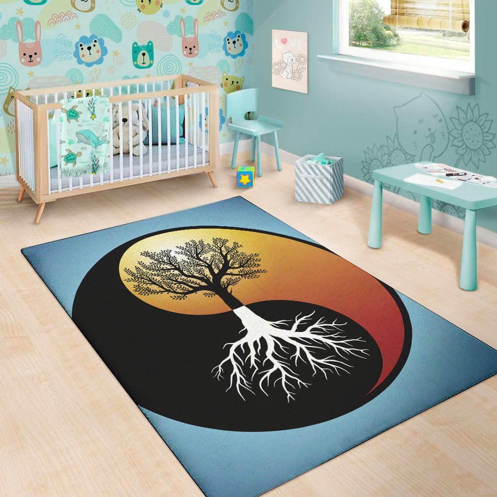 yin yang tree of life print area rug floor decor 7748