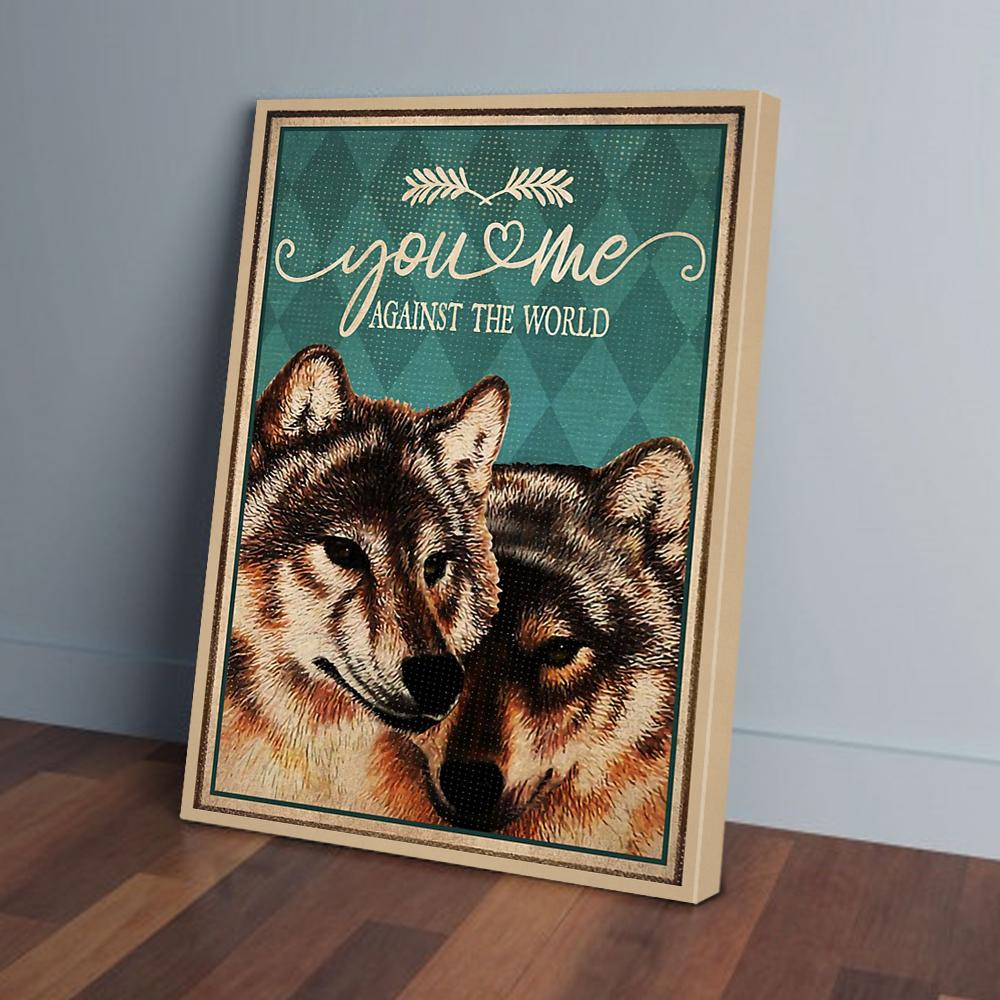 you and me against the world wolf couple vertical canvas prints wall art decor 2530