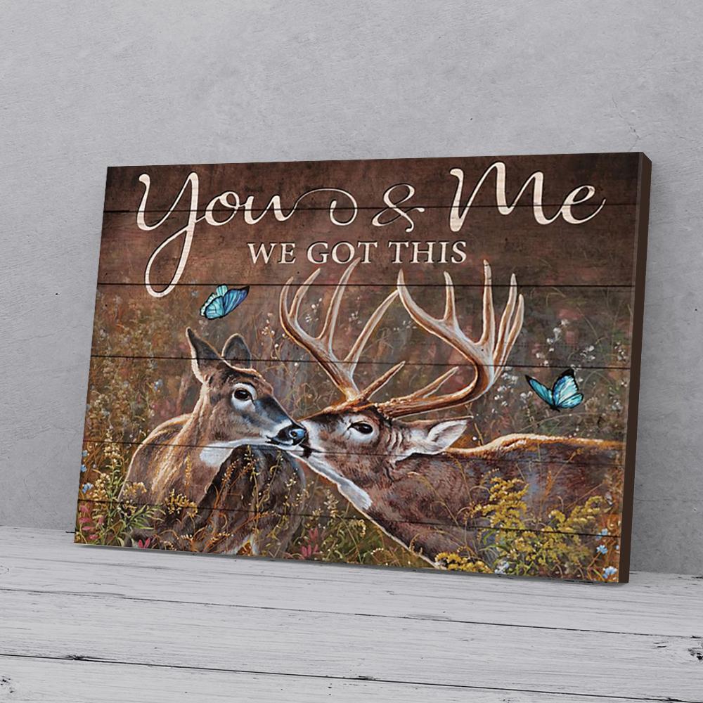 you and me we got this deer couple butterfly canvas prints wall art decor 1067