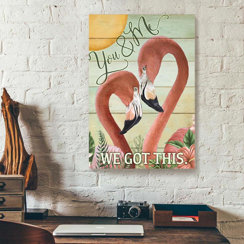 you and me we got this flamingo couple canvas prints wall art decor 1780