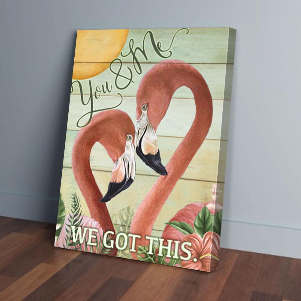 you and me we got this flamingo couple canvas prints wall art decor 4147