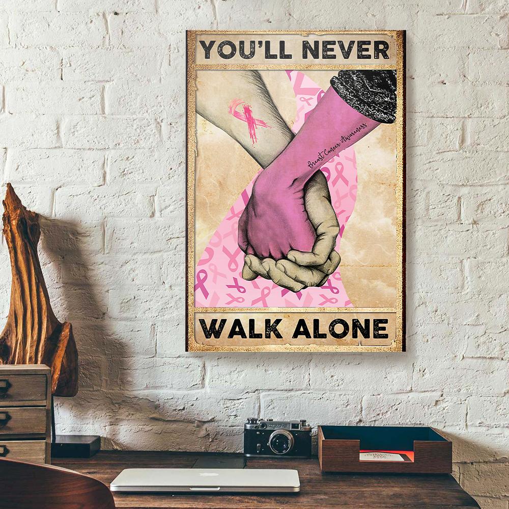 you will never walk alone breast cancer couple canvas prints wall art decor 6422