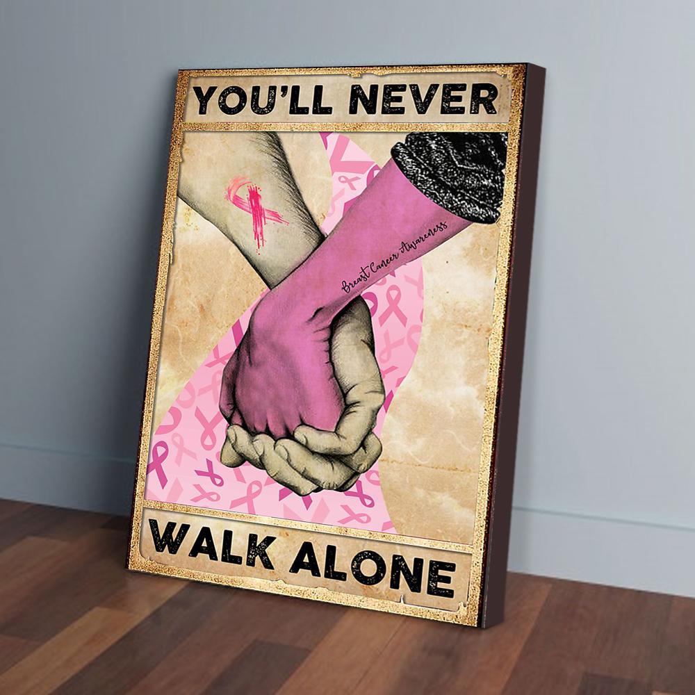 you will never walk alone breast cancer couple canvas prints wall art decor 8438