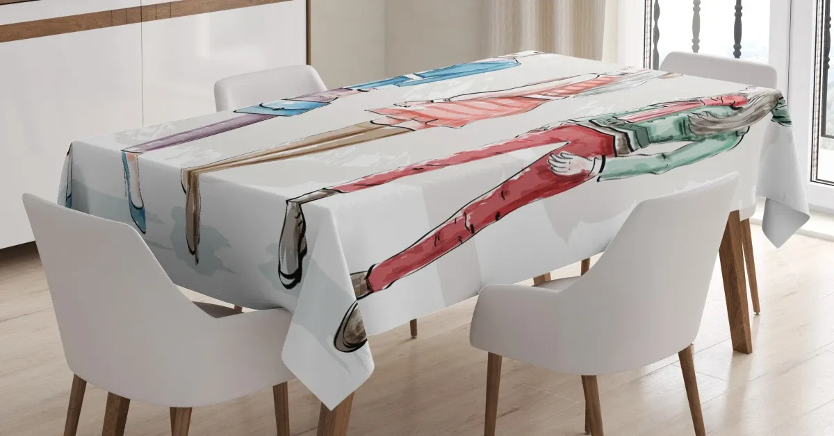 young women clothes sketch 3d printed tablecloth table decor 4497