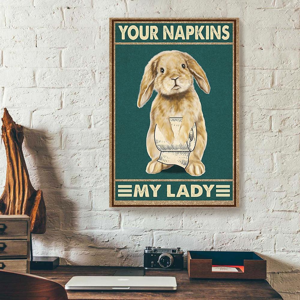 your napkins my lady rabbit canvas prints wall art decor 3504