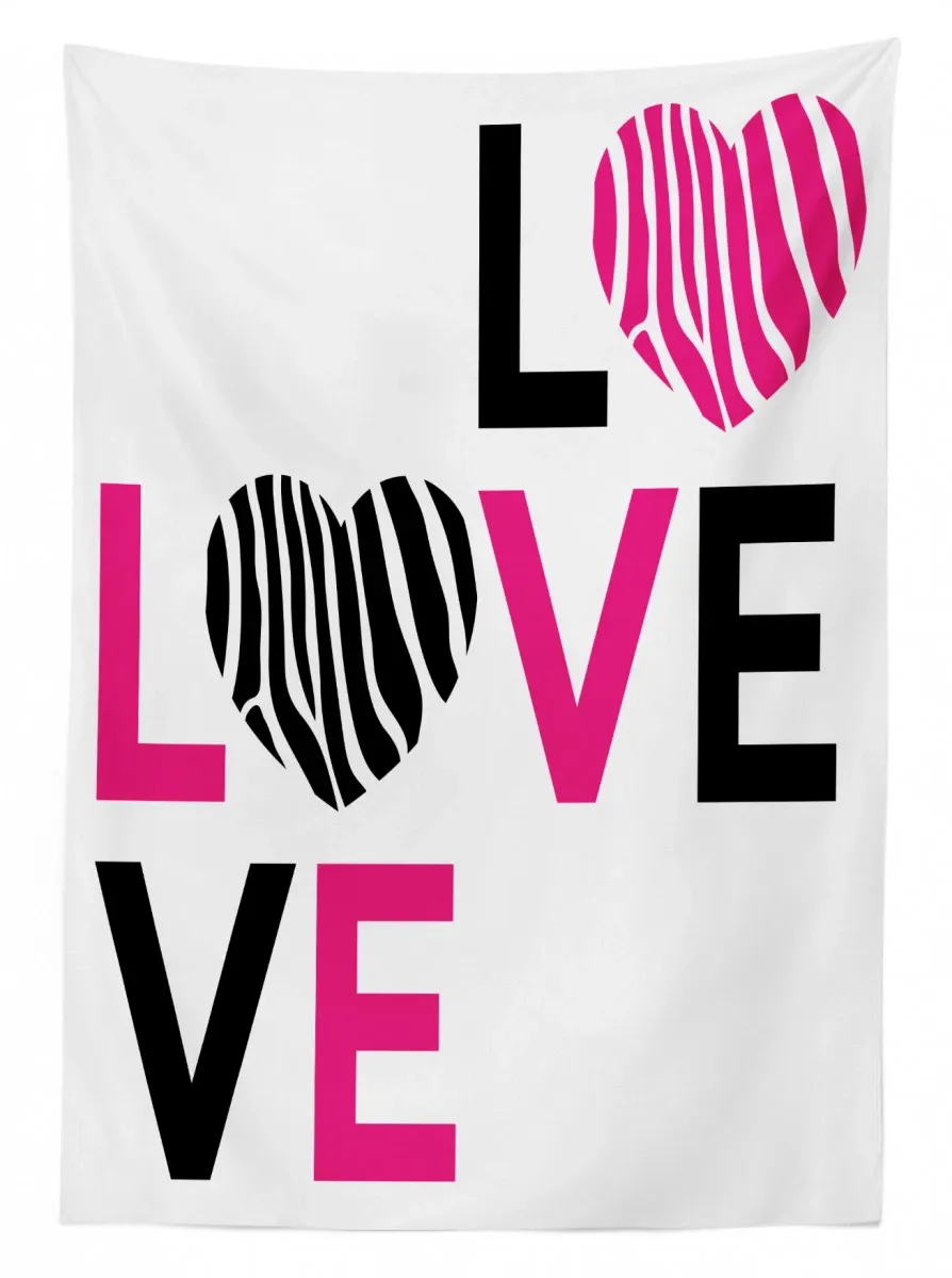 zebra stripes hearts 3d printed tablecloth table decor 2705
