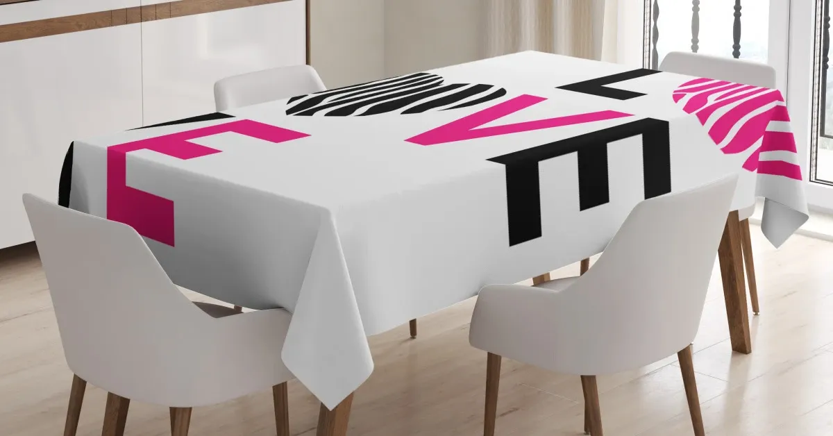 zebra stripes hearts 3d printed tablecloth table decor 8187