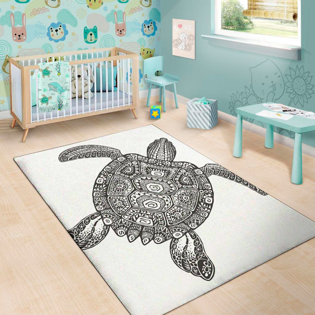 zentangle sea turtle print area rug floor decor 4883