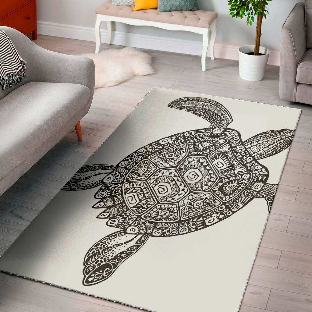 zentangle sea turtle print area rug floor decor 8466