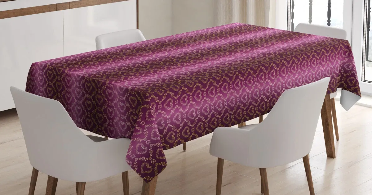Zigzag And Hearts 3D Printed Tablecloth Table Decor zigzag and hearts 3d printed tablecloth table decor 1207