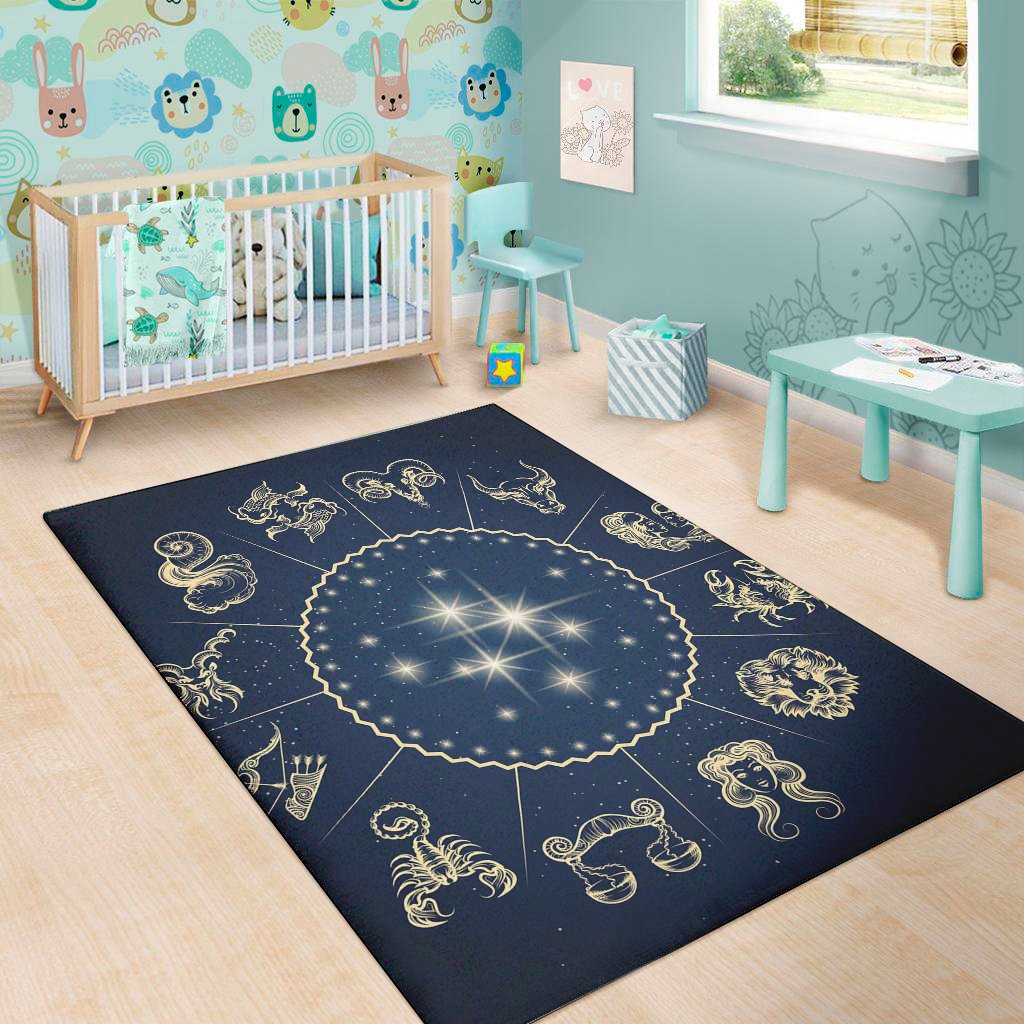 Zodiac Astrology Symbols Print Area Rug Floor Decor - Teehall