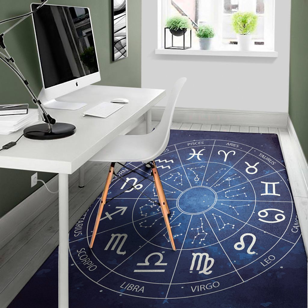 zodiac signs wheel print area rug floor decor 3321
