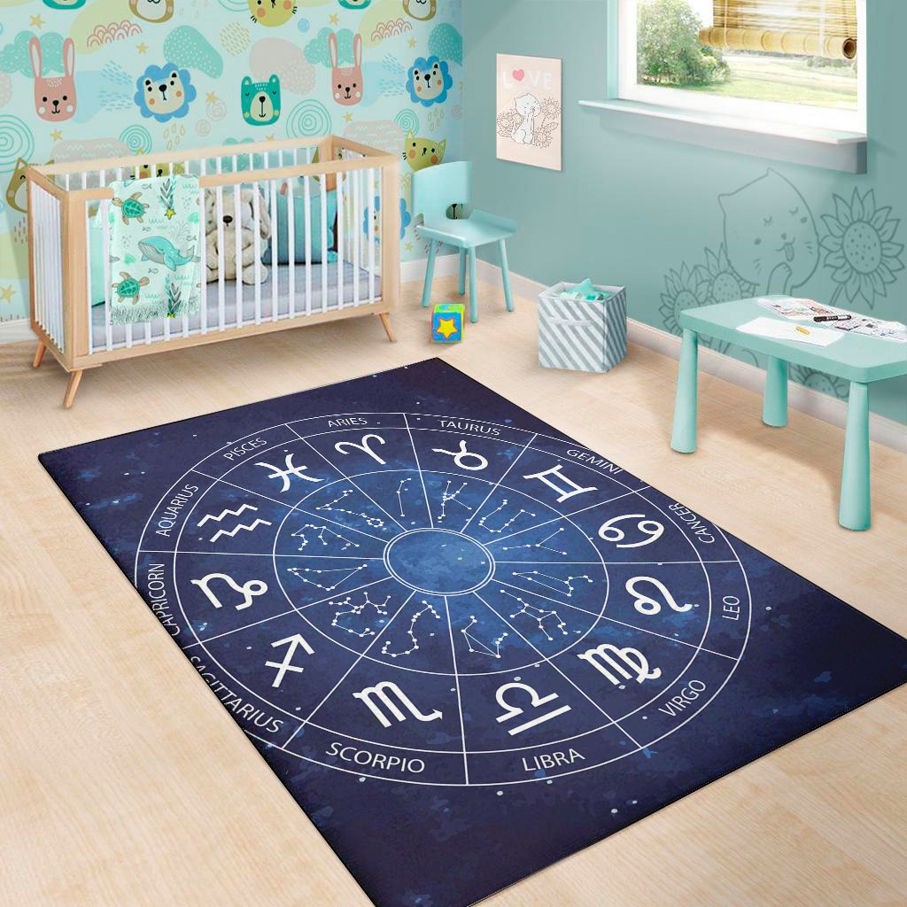 zodiac signs wheel print area rug floor decor 4515