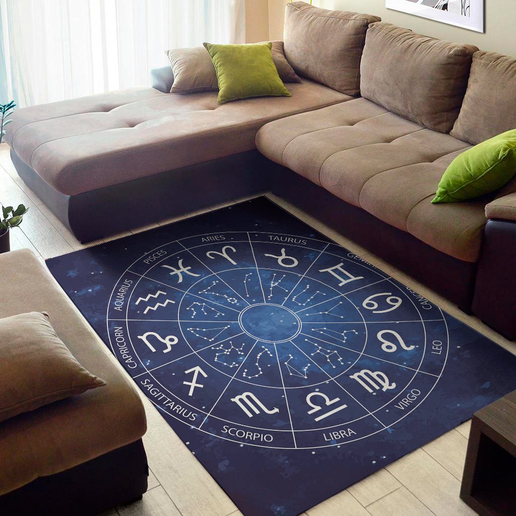 zodiac signs wheel print area rug floor decor 5261