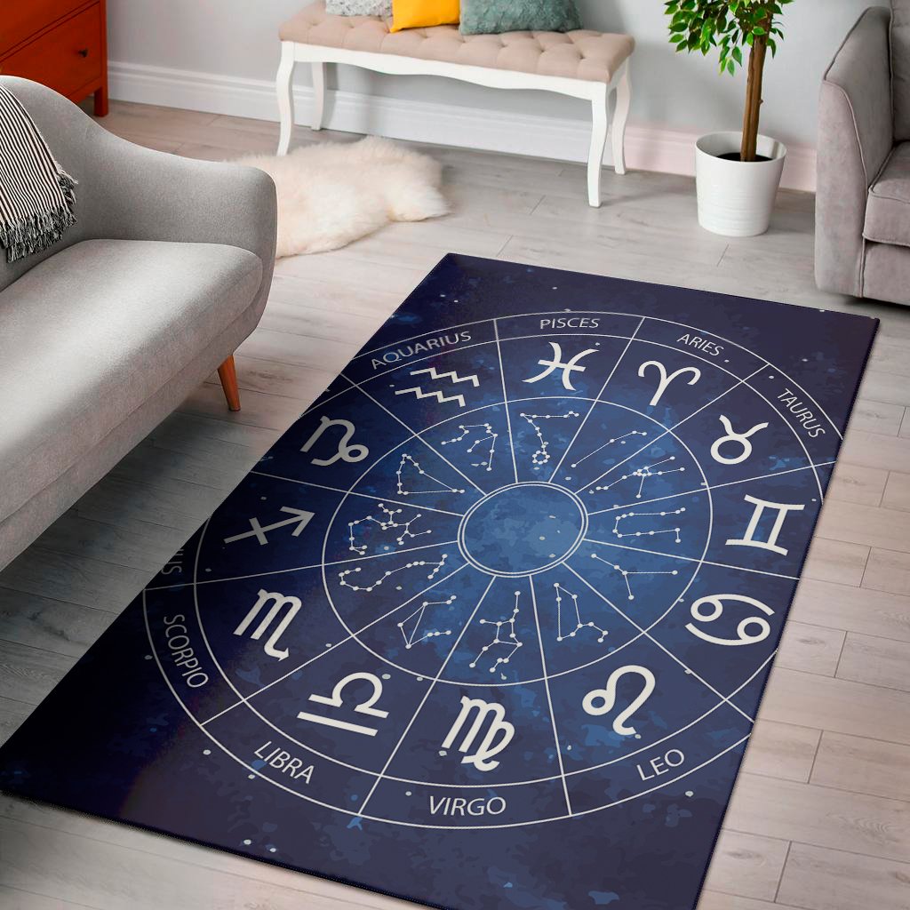 zodiac signs wheel print area rug floor decor 8148