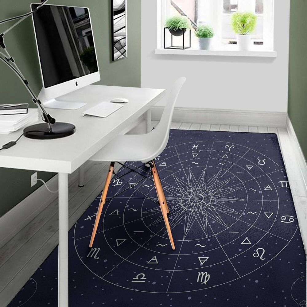 zodiac symbols circle print area rug floor decor 5378