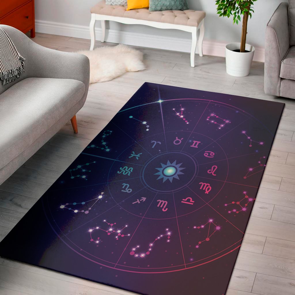 zodiac symbols wheel print area rug floor decor 3095