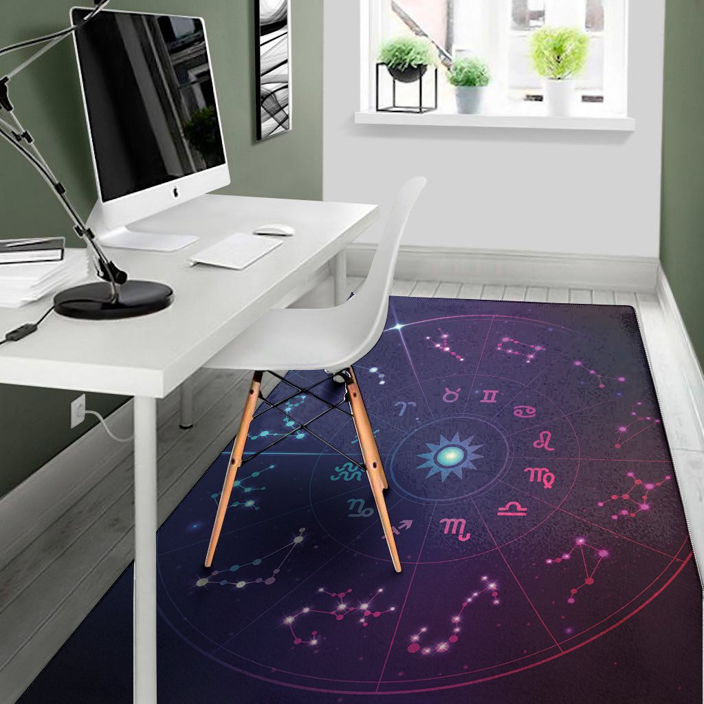zodiac symbols wheel print area rug floor decor 4333
