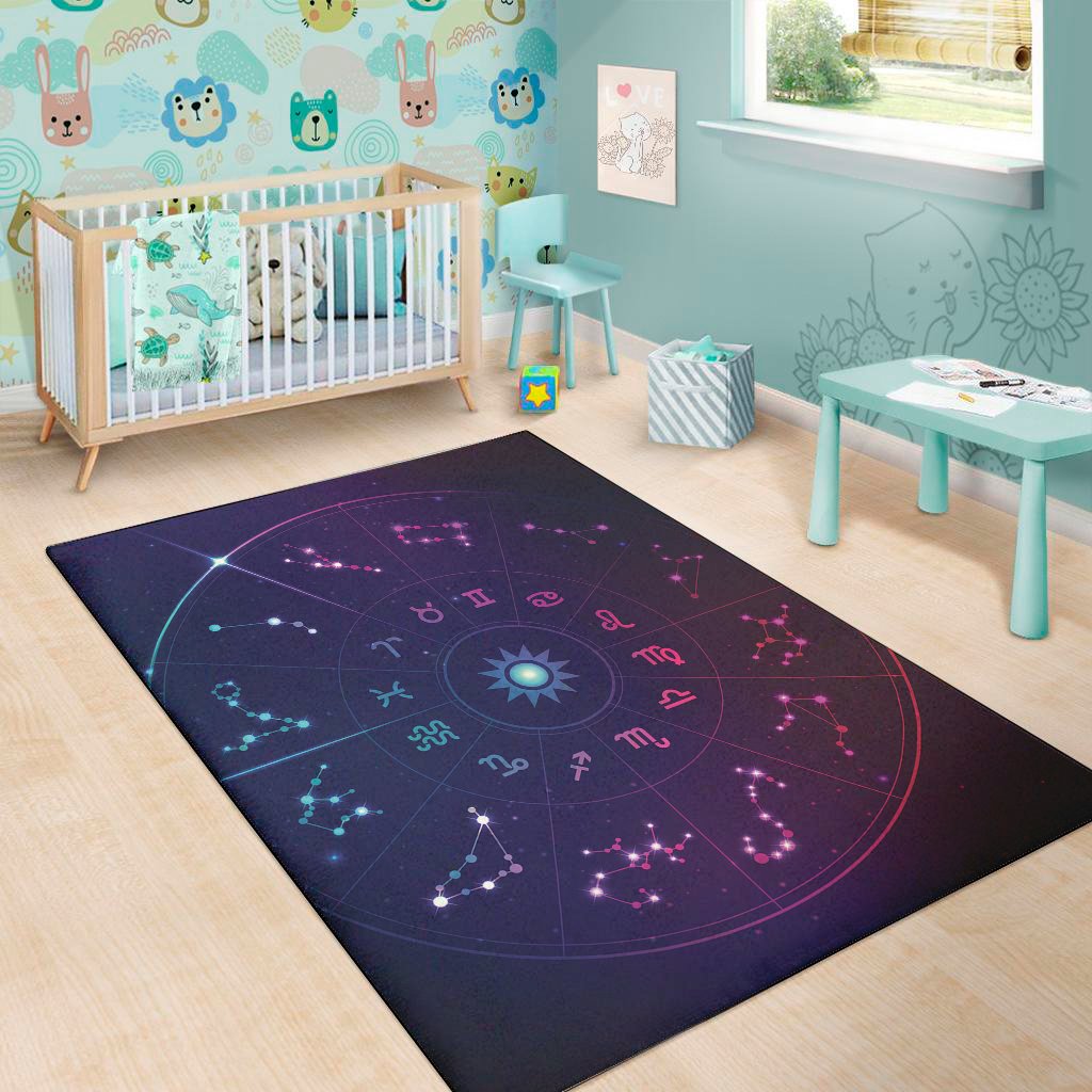 zodiac symbols wheel print area rug floor decor 7628