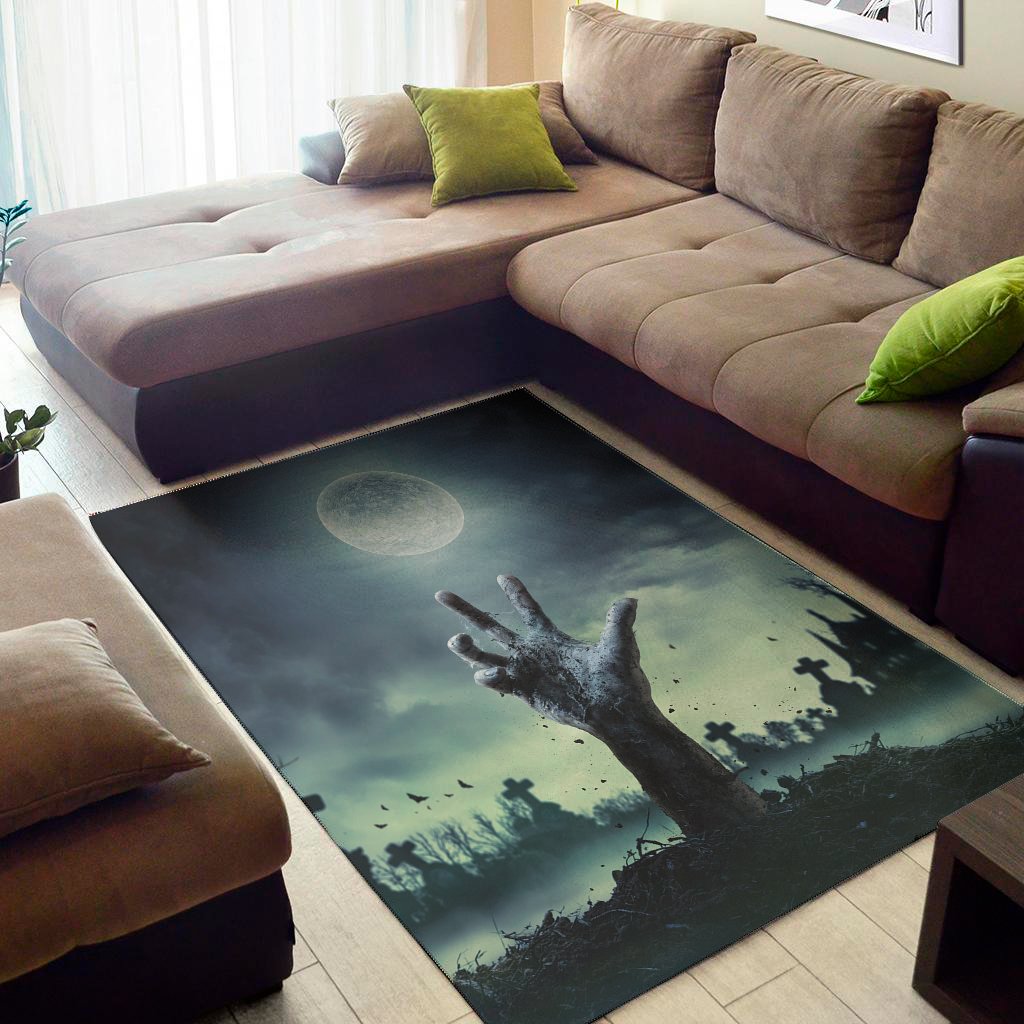 Zombie Hand Rising From Grave Print Area Rug Floor Decor - Teehall ...